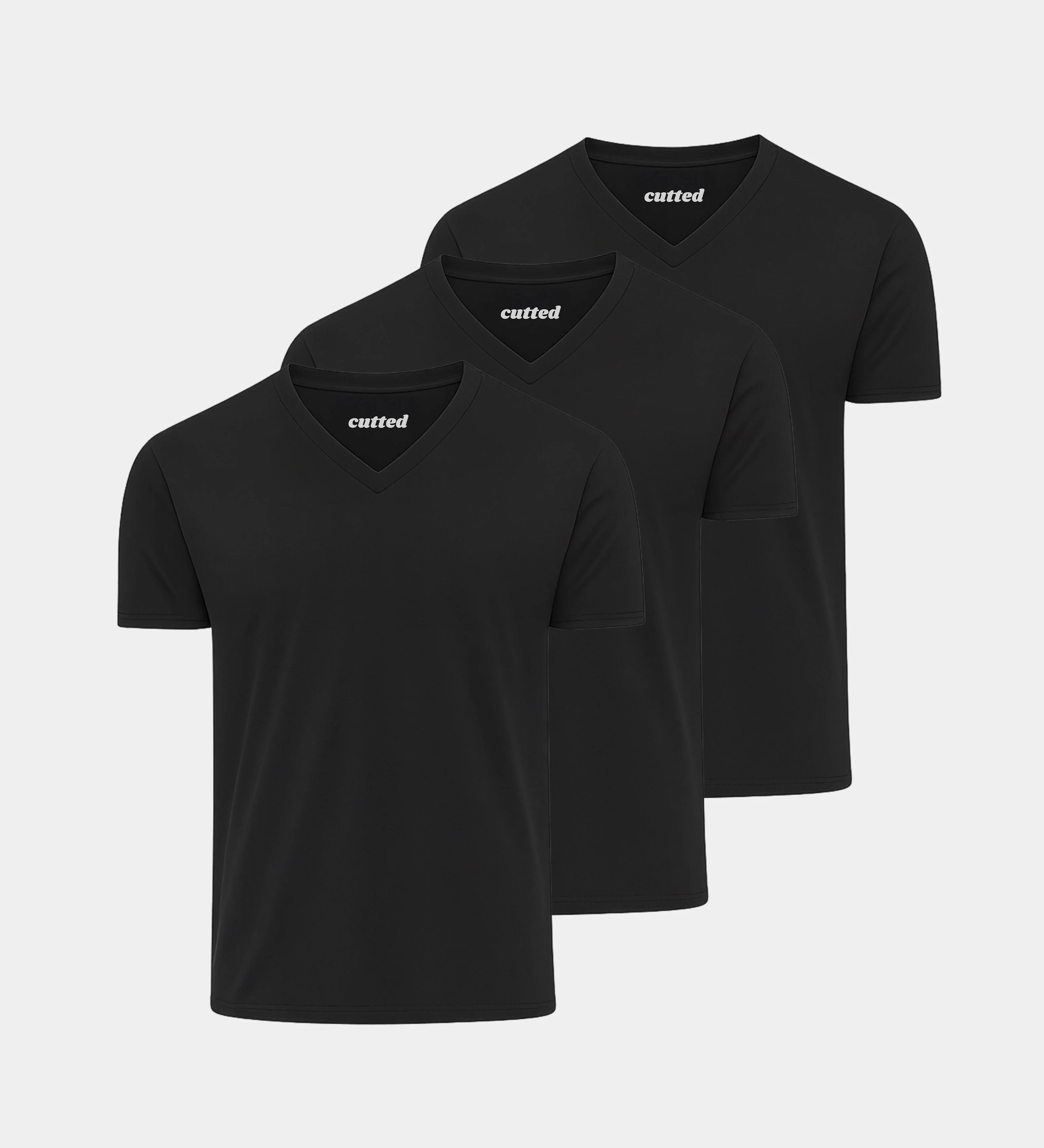 V-Neck All Black 3er Pack